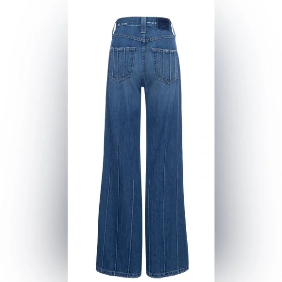 AMO Sara Trouser Dark Wash Wide Leg Striped in Delight Denim Jeans in Size 26 - Picture 7 of 16
